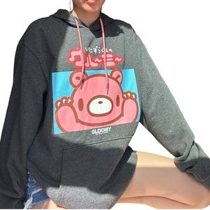 NWOT Gloomy The Naughty Grizzly men’s charcoal heather gray hoodie size large